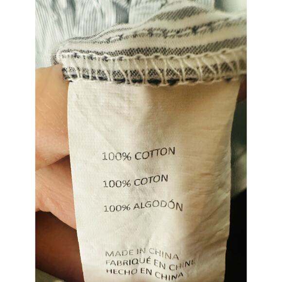 ADAM LIPPES x RTR Blue White Striped Front Button Collared Waist Tie Dress 8 - Picture 10 of 13